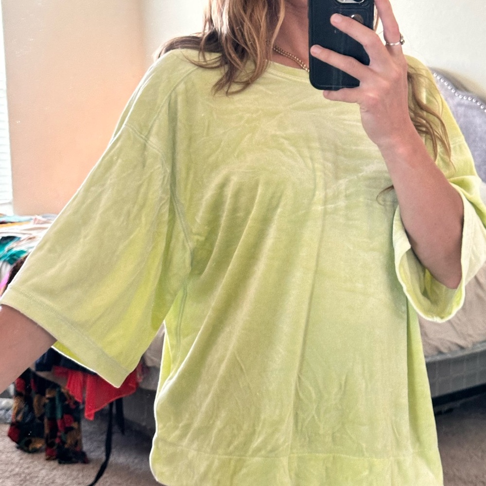 We the Free Neon Yellow Velvet 3/4 Low Back Tunic
